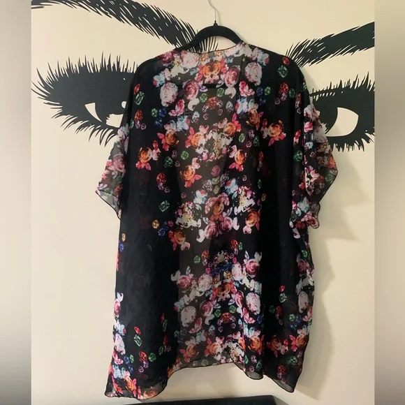 Floral Sheer Kimono Swim Coverup - Picture 3 of 4